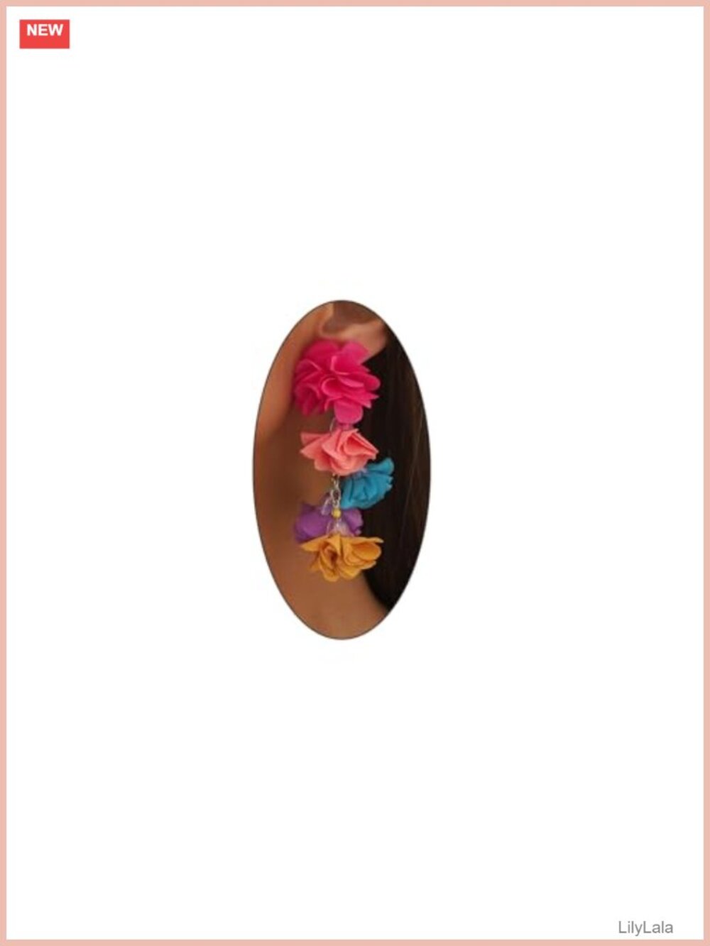 Bohemian Floral Fabric Dangle Statement Earrings Lever Back